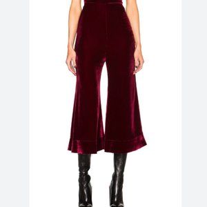 Ellery Red Velvet High-Rise Flared Pants